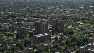 4.8K aerial stock footage of apartment buildings in an urban neighborhood, North Philadelphia, Pennsylvania Aerial Stock Footage | AX82_022