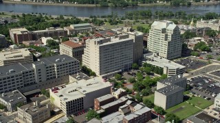 4.8K aerial stock footage of Mary G. Roebling Building and One State Street Square, Trenton, New Jersey Aerial Stock Footage | AX82_064