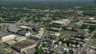 4.8K aerial stock footage of urban homes and warehouse buildings in Trenton, New Jersey Aerial Stock Footage | AX82_075