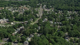 4.8K aerial stock footage flying by suburban neighborhood in Lawrence Township, New Jersey Aerial Stock Footage | AX82_079