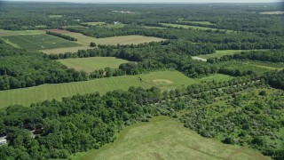 4.8K aerial stock footage of open fields around a baseball diamond in Lawrenceville, New Jersey Aerial Stock Footage | AX82_082E