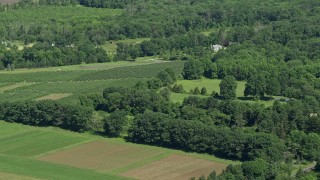 4.8K aerial stock footage of a crop field in Lawrenceville, New Jersey Aerial Stock Footage | AX82_086