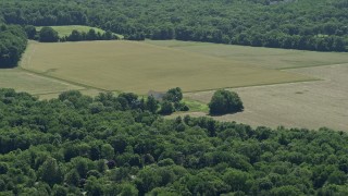 4.8K aerial stock footage of farmhouse and farm fields in Lawrenceville, New Jersey Aerial Stock Footage | AX82_087