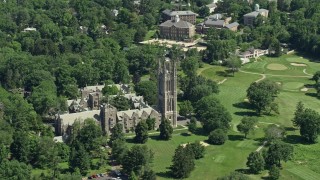 4.8K aerial stock footage of Princeton Graduate College at Princeton University, New Jersey Aerial Stock Footage | AX82_091