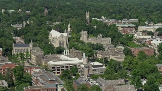 4.8K aerial stock footage of Princeton University Chapel and the Firestone Library in New Jersey Aerial Stock Footage | AX82_103