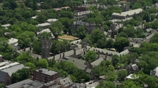 4.8K aerial stock footage of Rockefeller College and Mathey College at Princeton University, New Jersey Aerial Stock Footage | AX83_015E