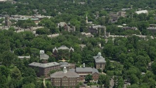 4.8K aerial stock footage flying by the Princeton University campus, New Jersey Aerial Stock Footage | AX83_019