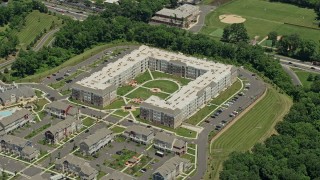 4.8K aerial stock footage of modern apartment complex in Somerset, New Jersey Aerial Stock Footage | AX83_048