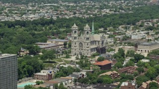 4.8K aerial stock footage of Cathedral Basilica of the Sacred Heart in Newark, New Jersey Aerial Stock Footage | AX83_091E