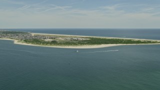 4.8K aerial stock footage approaching the beach at Breezy Point, Queens, New York Aerial Stock Footage | AX83_222