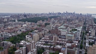 4K aerial stock footage of Central Park, seen from Morningside Heights, New York City Aerial Stock Footage | AX84_037