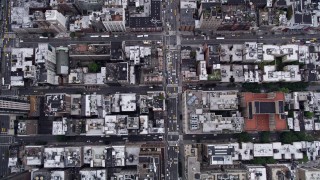 AX84_054 - 4K aerial stock footage Bird's eye view flying over 7th Avenue, Chelsea, New York, New York