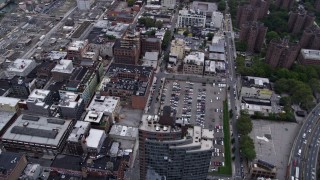 4K aerial stock footage Panning left across Brooklyn buildings, New York, New York Aerial Stock Footage | AX84_119