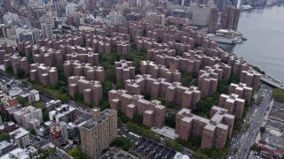 4K Aerial Video Approaching Stuyvesant Town, New York, New York Aerial Stock Footage | AX84_131