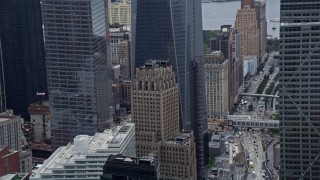 4K aerial stock footage of an apartment building in Lower Manhattan, New York City Aerial Stock Footage | AX86_008