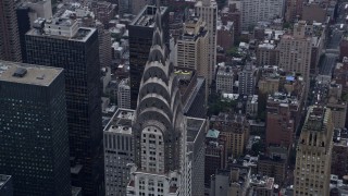 4K aerial stock footage orbit the Chrysler Building's rooftop, Midtown Manhattan, New York City Aerial Stock Footage | AX86_045