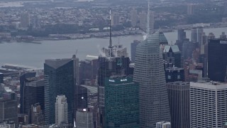 4K aerial stock footage of giant Midtown Manhattan skyscrapers, New York City Aerial Stock Footage | AX86_047