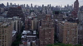 4K aerial stock footage flyby apartment complexes, Upper West Side, New York City Aerial Stock Footage | AX86_065