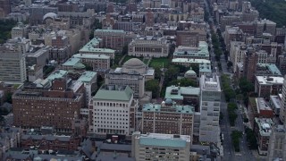 4K aerial stock footage flyby the Columbia University campus in Morningside Heights, New York City Aerial Stock Footage | AX86_071