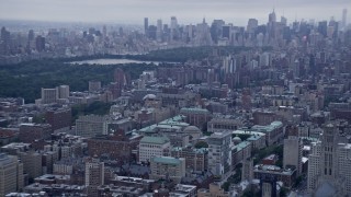 4K aerial stock footage circle the Columbia University campus in Morningside Heights, New York City Aerial Stock Footage | AX86_077