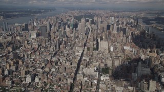 4K aerial stock footage Fly over Washington Square Village, reveal Midtown Manhattan, New York Aerial Stock Footage | AX87_072