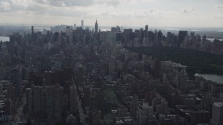 4K aerial stock footage Flying by Upper East Side, Midtown Manhattan, New York, New York Aerial Stock Footage | AX87_134