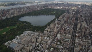 4K aerial stock footage Flying over Upper East Side, Central Park, Metropolitan Museum of Art, New York Aerial Stock Footage | AX87_154