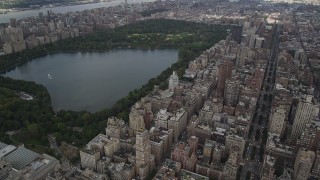 4K aerial stock footage Flying over Upper East Side, Central Park, New York, New York Aerial Stock Footage | AX87_155