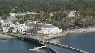 AX91_050 - 4K aerial stock footage of flying by Playland amusement park, Rye, New York