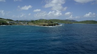 5k stock footage aerial stock footage approach and fly over the mansion on Little St James Island, St Thomas, Virgin Islands Aerial Stock Footage | AX96_166