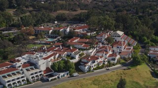 AXSF01_014 - 5K aerial stock footage of orbiting the Ojai Valley Inn and Spa hotel in Ojai, California