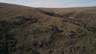 5K aerial stock footage approach and fly over green hills in Cayucos, California Aerial Stock Footage | AXSF03_015