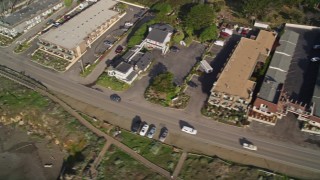 5K aerial stock footage of oceanfront hotels on Moonstone Beach Drive, Cambria, California Aerial Stock Footage | AXSF03_029