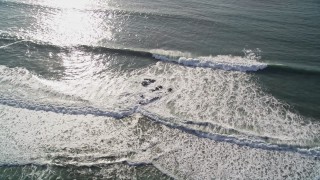 5K aerial stock footage of flying by ocean waves, Cambria, California Aerial Stock Footage | AXSF03_032