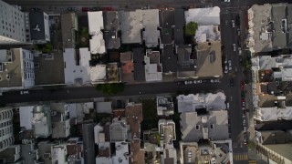 5K aerial stock footage bird's eye view of Nob Hill city streets, revealing Grace Cathedral, San Francisco, California Aerial Stock Footage | AXSF06_020