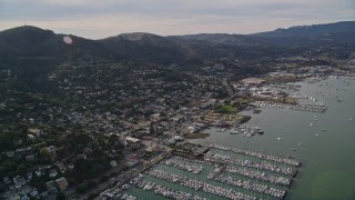 5K aerial stock footage of the coastal community and marinas by Richardson Bay, Sausalito, California Aerial Stock Footage | AXSF06_047