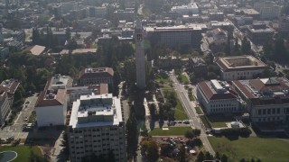 5K aerial stock footage orbit Sather Tower, University of California Berkeley, California Aerial Stock Footage | AXSF08_005