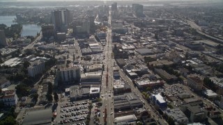 5K aerial stock footage of tilting from Broadway to reveal Downtown Oakland, California Aerial Stock Footage | AXSF09_017