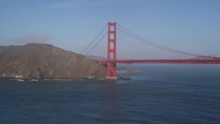 5K aerial stock footage of approaching the Marin side of the iconic Golden Gate Bridge, San Francisco, California Aerial Stock Footage | AXSF09_049