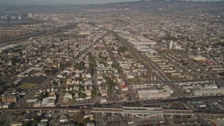 5K aerial stock footage of flying by urban neighborhoods in Oakland, California Aerial Stock Footage | AXSF09_068