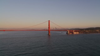 5K aerial stock footage flyby the Golden Gate Bridge, San Francisco, California, sunset Aerial Stock Footage | AXSF10_047