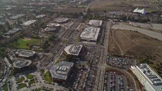 5K aerial stock footage of flying over office buildings and baseball field, Mountain View, California Aerial Stock Footage | AXSF11_032