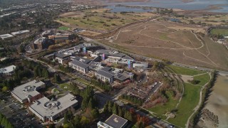 AXSF11_034 - 5K aerial stock footage flyby Googleplex, Mountain View, California