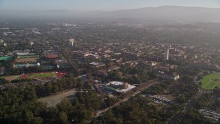 5K aerial stock footage of flying by Stanford University, revealing Stanford Stadium, Stanford, California Aerial Stock Footage | AXSF12_041