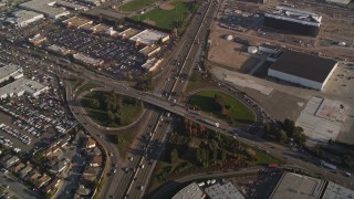 5K aerial stock footage of a reverse view of the I-880 freeway, San Leandro, California Aerial Stock Footage | AXSF12_087