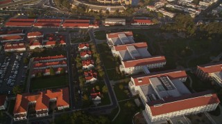 AXSF13_027 - 5K aerial stock footage of Lucasfilm film studio, Industrial Light and Magic, at The Presidio, San Francisco, California