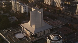 AXSF13_042 - 5K aerial stock footage of flying by St. Mary's Cathedral in Western Addition, San Francisco, California