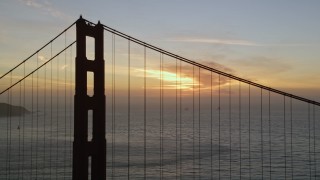 5K aerial stock footage approach and fly over the Golden Gate Bridge in San Francisco, California, twilight Aerial Stock Footage | AXSF14_044