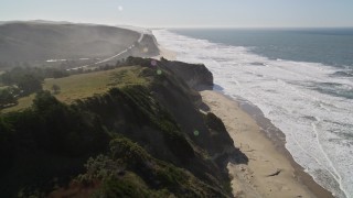 5K aerial stock footage of flying by San Gregorio State Beach, San Gregorio, California Aerial Stock Footage | AXSF15_065