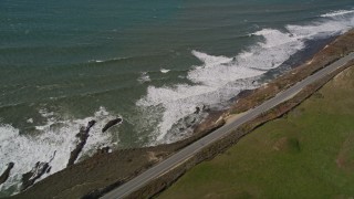 5K aerial stock footage of the Highway 1 coastal road in Davenport, California Aerial Stock Footage | AXSF15_079